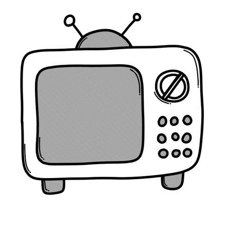 Television doodle vector icon. Drawing sketch illustration hand drawn line.のイラスト素材