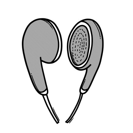 Earphone doodle vector icon. Drawing sketch illustration hand drawn line.のイラスト素材