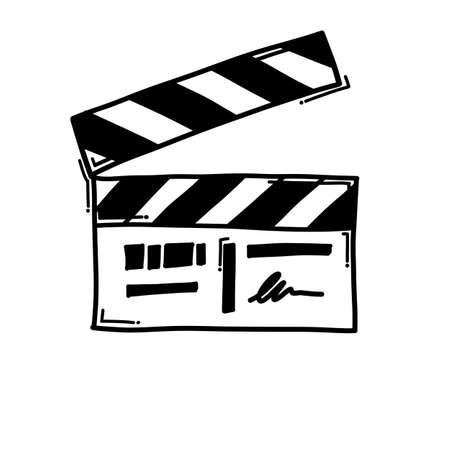 clapper doodle vector icon. Drawing sketch illustration hand drawn line.のイラスト素材