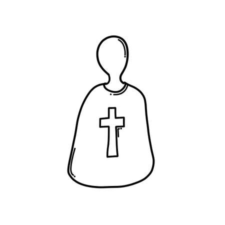 Priest Doodle vector icon. Drawing sketch illustration hand drawn cartoon line.のイラスト素材