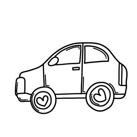 Car Doodle vector icon. Drawing sketch illustration hand drawn cartoon line.のイラスト素材