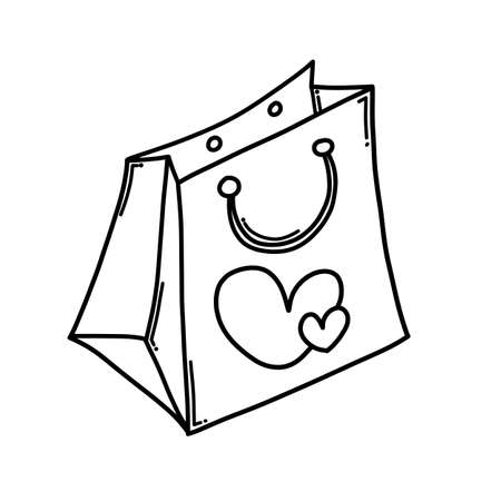 Shopping bag Doodle vector icon. Drawing sketch illustration hand drawn cartoon line.のイラスト素材