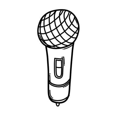 Microphone Doodle vector icon. Drawing sketch illustration hand drawn cartoon line.のイラスト素材