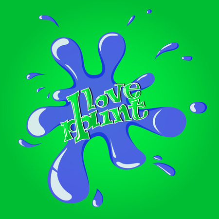 Blue Splash with text I love pain green backgroundのイラスト素材