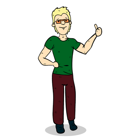 man show hand with thumb up vector colorizedのイラスト素材