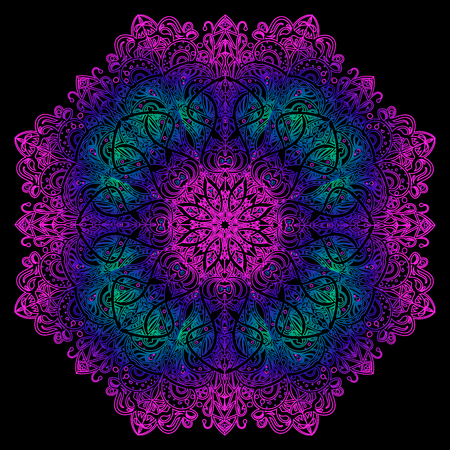 Ornament color card with mandala. Vintage decorative elements. Hand drawn background. Logo.のイラスト素材