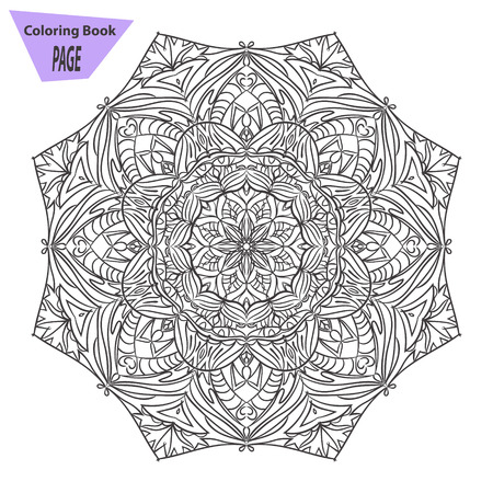 Mandala. Coloring page. Vintage decorative elements. Oriental pattern, vector illustration. Islam, Arabic Indian turkish pakistan chinese ottoman motifsのイラスト素材
