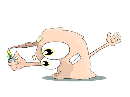 Vector beautiful cartoon character of candle with fire on head. Selfpawn.のイラスト素材