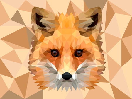 POLYGONAL ANIMAL FOX HEAD POLYGON LOGO ICONのイラスト素材