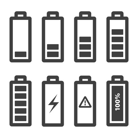 Battery icons set. Battery Indicator Icons,isolated on white background,vector illustrationのイラスト素材