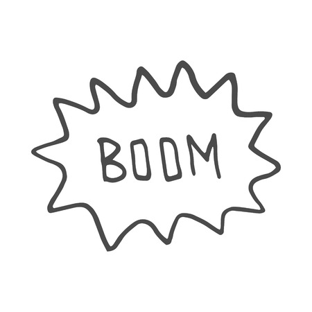 Boom. Comic book explosion.hand draw vector illustration. Doodle