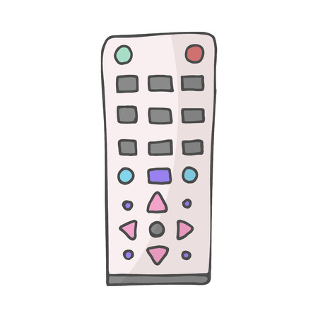 Remote control doodle. Vector color illustration isolated on white background.のイラスト素材