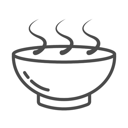 Bowl hot plate with food black icon on white background. Outline icon. Pixel perfect. EPS 8のイラスト素材