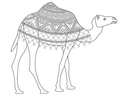 Decorative camel with an ornament on mantle . EPS 8.のイラスト素材