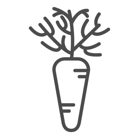 Carrot linear icon. Agriculture plant. Salad ingredient. Vegetable farm. Vegan food. Organic food. Greenery. Thin line illustration. Contour symbol. Vector isolated outline drawing. Editable strokeのイラスト素材