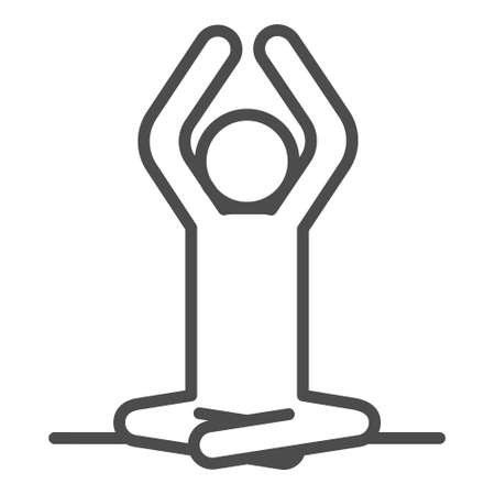 Yoga icon isolated on white background. Vector yoga woman logotype in line style. Outline design symbol.のイラスト素材