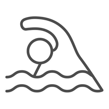Cool line swim icon. Vector silhouette of swimmer. Modern outline swimmingのイラスト素材