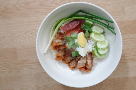 Thai food  Rice with sliced honey pork                               の写真素材