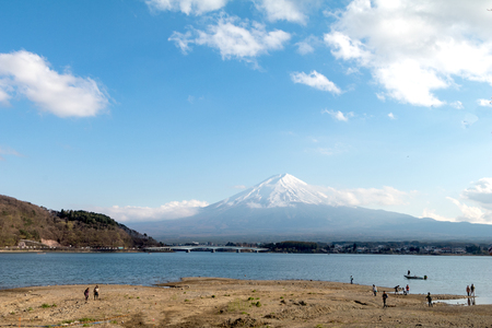 Mountain fuji and Lake ,the most famous place in Japan to traveling.の写真素材