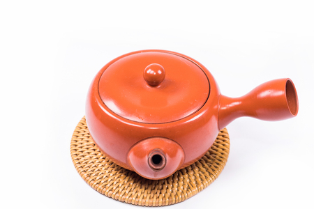 Teapot on white background  with clipping path.の写真素材