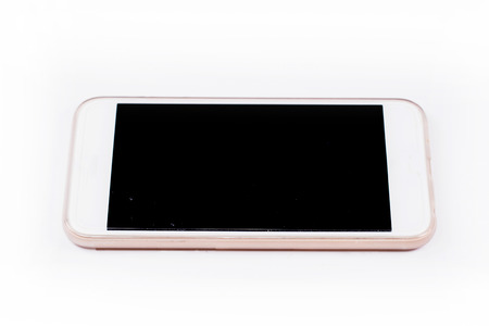 Mobile smart phone isolated on white  background with clipping path.の写真素材