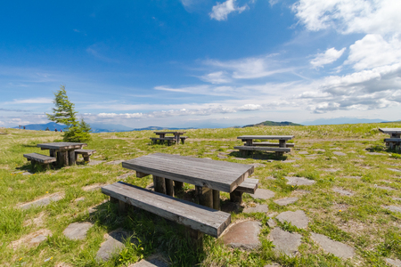 Beautiful landscape mountain and road view of Utsukushigahara is  one of the most important and popular natural place in Nagano , Japan.の写真素材