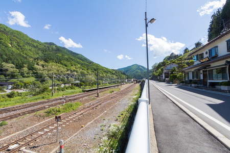 The railway in Narai  is a  small town and the old  town in Nagano Prefecture, Japan.の写真素材