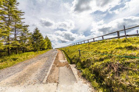 Beautiful landscape mountain and road view of Utsukushigahara is  one of the most important and popular natural place in Nagano , Japan.の写真素材