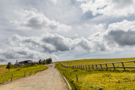 Beautiful landscape mountain and road view of Utsukushigahara is  one of the most important and popular natural place in Nagano , Japan.の写真素材