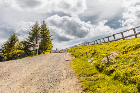 Beautiful landscape road view of Utsukushigahara is  one of the most important and popular natural place in Nagano , Japan.の写真素材