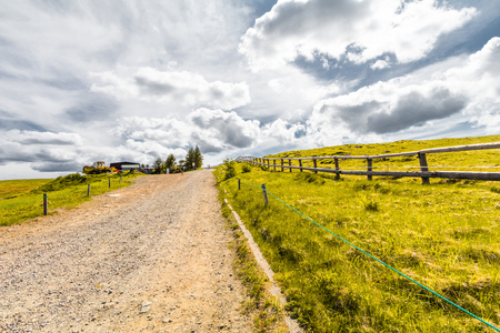 Beautiful landscape road view of Utsukushigahara is  one of the most important and popular natural place in Nagano , Japan.の写真素材