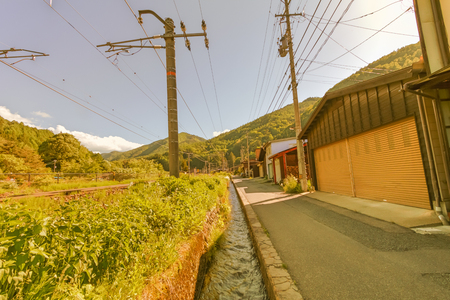 Narai  is a  small town in Nagano Prefecture Japan ,The old  town provided a pleasant walk through about a kilometre of well preserved buildings.の写真素材