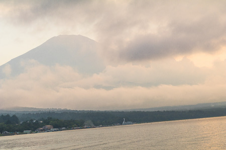 Mt. Fuji   at  Kawaguchiko Lake, the most famous place in Japan to traveling in Yamanashi Prefecture, Japanの写真素材
