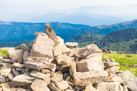 Zen stones on rock and the blue sky background at Utsukushigahara is one of the most important and...