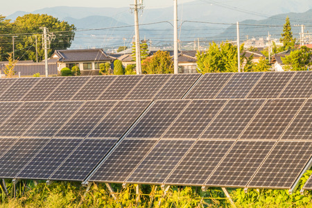 Solar power panels ,Photovoltaic modules for innovation green energy for life .の写真素材