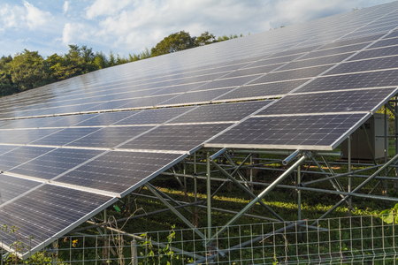 Solar panels on the roof ,Photovoltaic modules for innovation green energy for life.の写真素材
