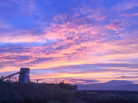 Beautiful  sunset and sun rays with colorful of  sky background .の写真素材