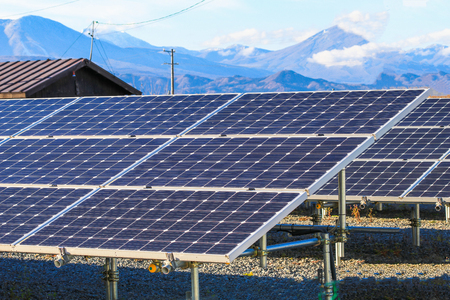 Solar power panels ,Photovoltaic modules for innovation green energy for life .の写真素材