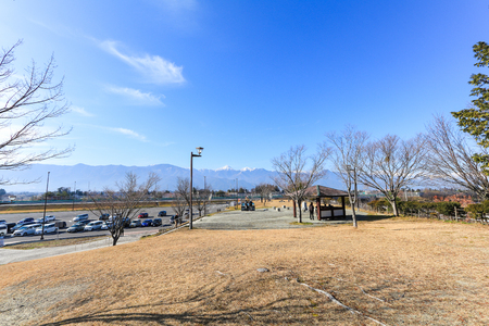 Matsumoto,Japan - December 03, 2017:Beautiful  view of Japan autumn in Obuse park ,Nagano Prefecture,Japan.の写真素材