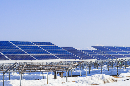 Solar power panels ,Photovoltaic modules for innovation green energy for life with blue sky background.の写真素材