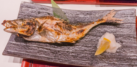 Japanese food set , sashimi and  grilled fish.の写真素材