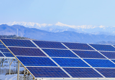 Solar power panels ,Photovoltaic modules for innovation green energy for life with blue sky background.の写真素材