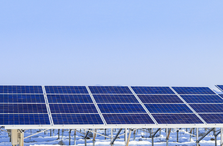 Solar power panels ,Photovoltaic modules for innovation green energy for life with blue sky background.の写真素材