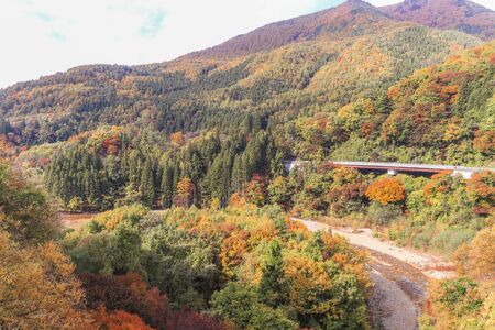 Beautiful mountain view of Japan autumn ,Nagano Prefecture Japan.の写真素材