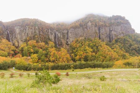 Beautiful  view of Japan autumn in Obuse park ,Nagano Prefecture,Japan.の写真素材