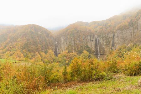 Beautiful  view of Japan autumn in Obuse park ,Nagano Prefecture,Japan.の写真素材