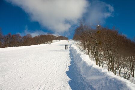Landscape and Mountain view of Nozawa Onsen in winter , Nagano, Japan.の写真素材