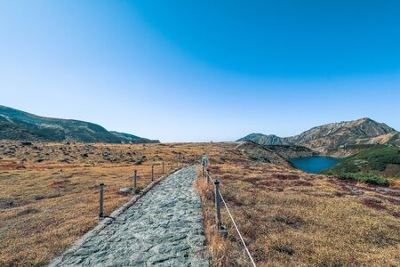 Beautiful landscape Tateyama Kurobe alpine in autumn,The japan alps is one of the most important and popular natural place in Toyama Prefecture, Japan.の写真素材