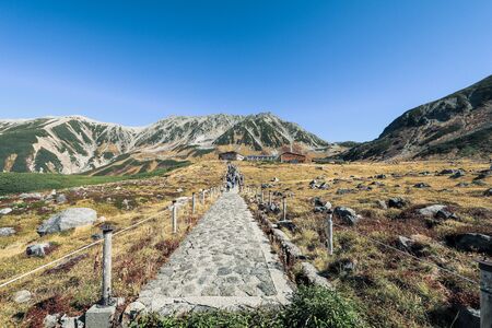 Beautiful landscape Tateyama Kurobe alpine in autumn,The japan alps is one of the most important and popular natural place in Toyama Prefecture, Japan.の写真素材