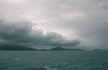 Rain clouds on the islandの写真素材